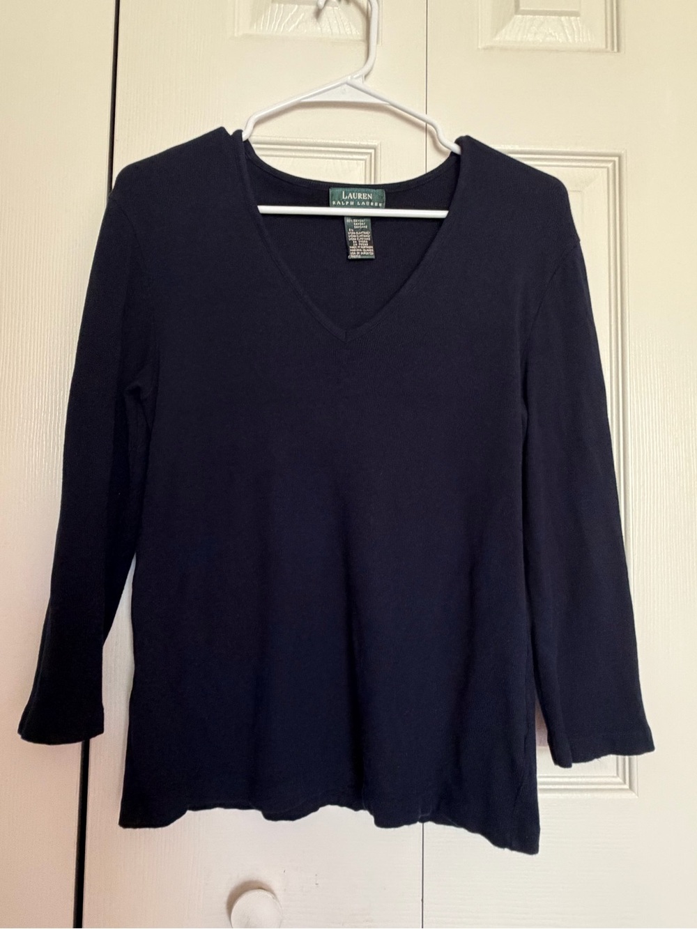 Ralph Lauren Navy V-Neck Long Sleeve Top